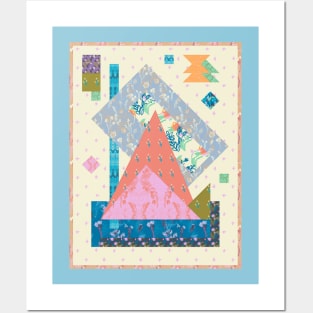 Modern Geometric Quilt Design Posters and Art
